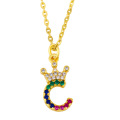 Shangjie OEM 26 Letters Crown colar com diamantes colar em camadas Gold Gold Plated Bling Colares